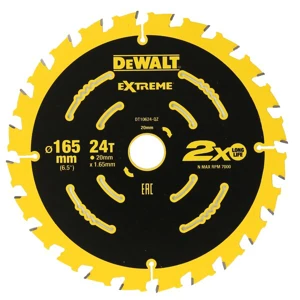 DeWalt DT10624-QZ 165mm x 20mm x 24T Extreme Wood Saw Blade